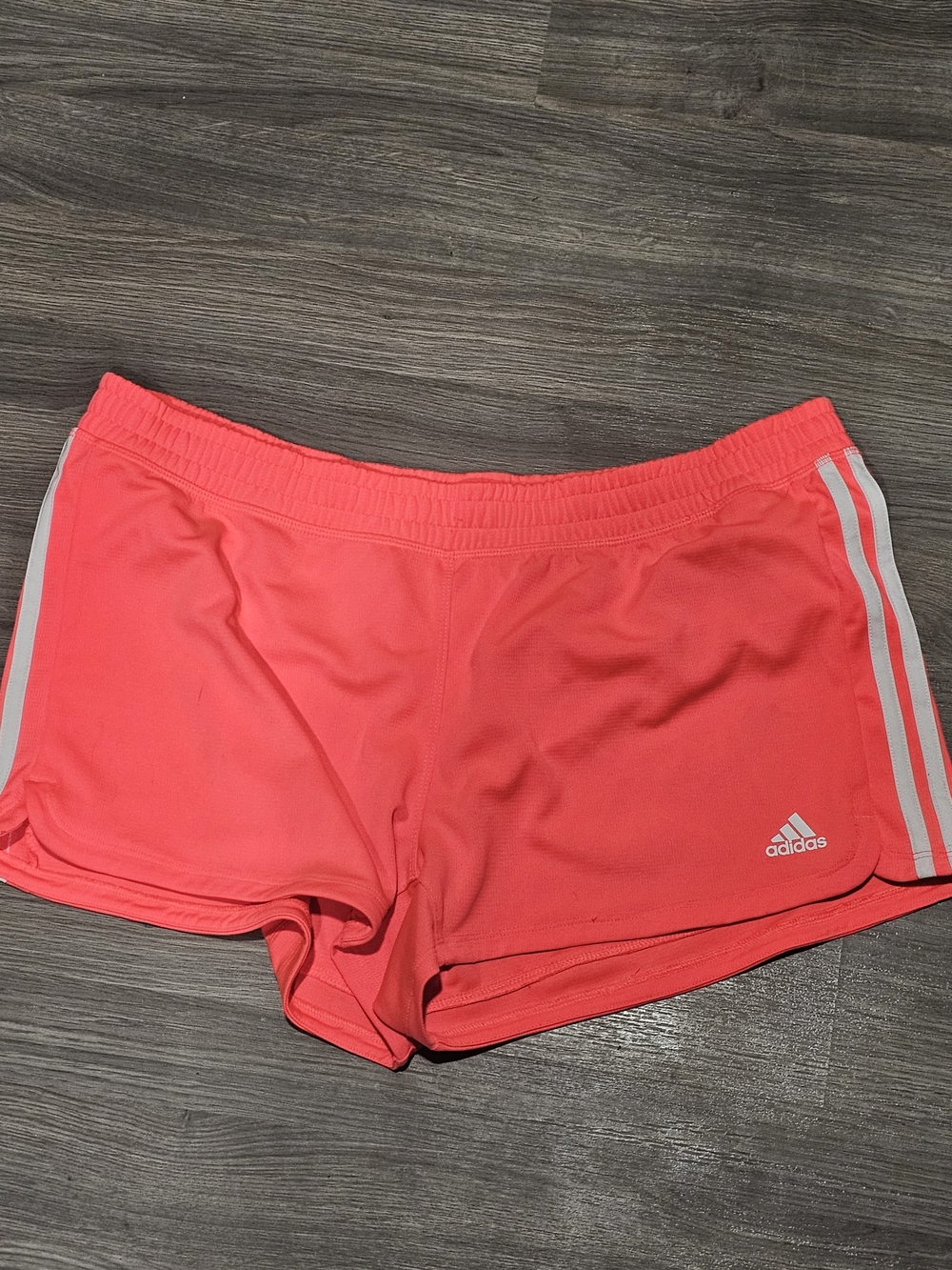 adidas Women’s Neon Pink Athletic Shorts with White Stripes